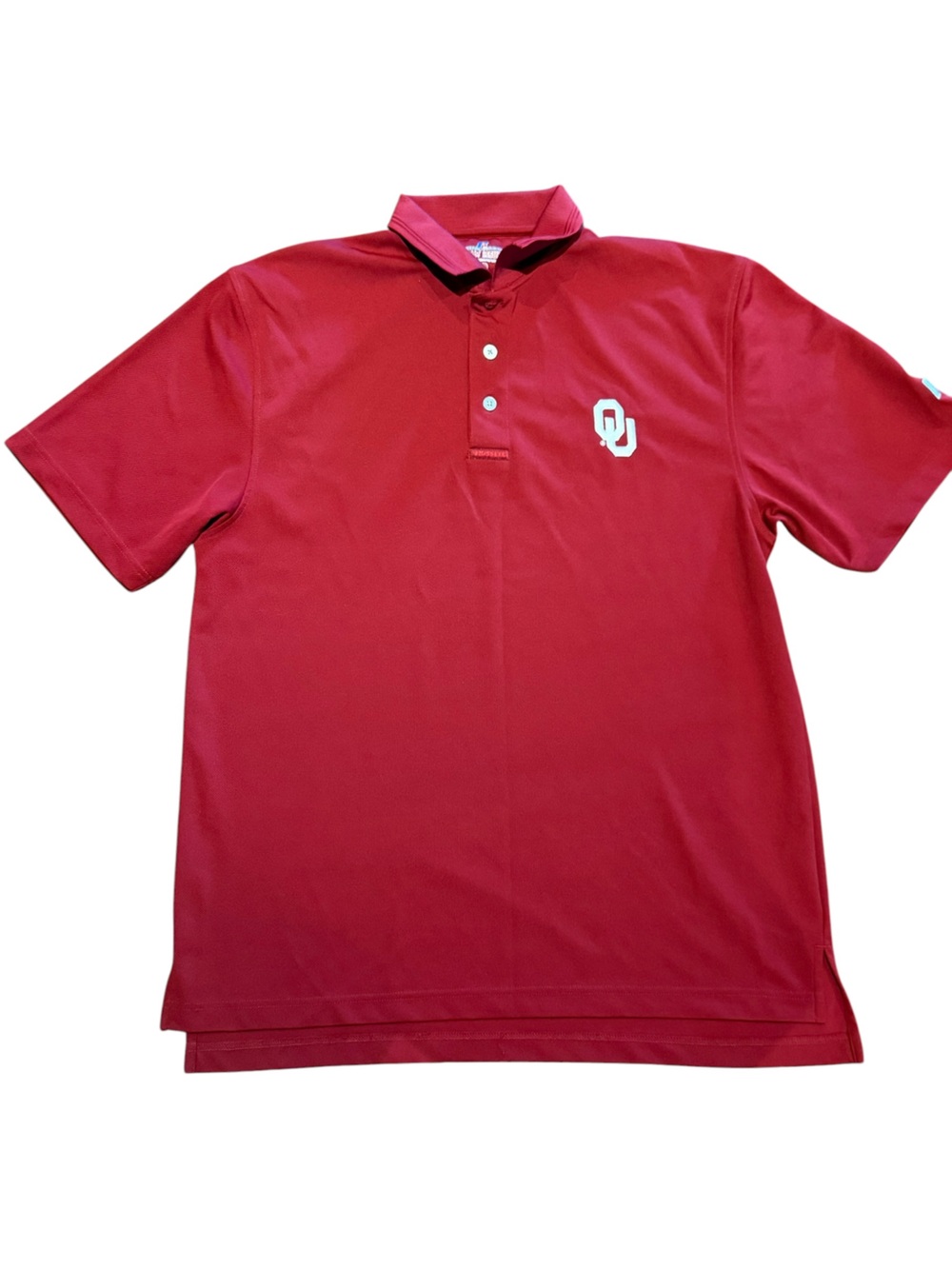 OU University of Oklahoma Sooners Men's Large  Red Polo Shirt Russell Athletic